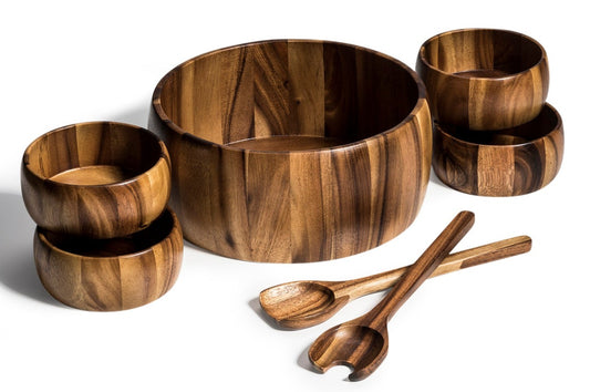 Extra Large Salad Bowl with Servers and 4 Individuals - 332C7