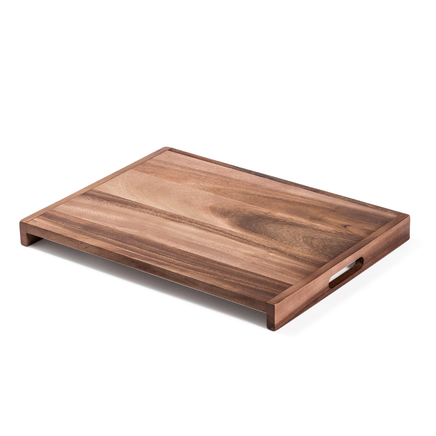 20 x 15 Inch Rectangular Walnut Wood Serving and Coffee Table Tray with  Handles