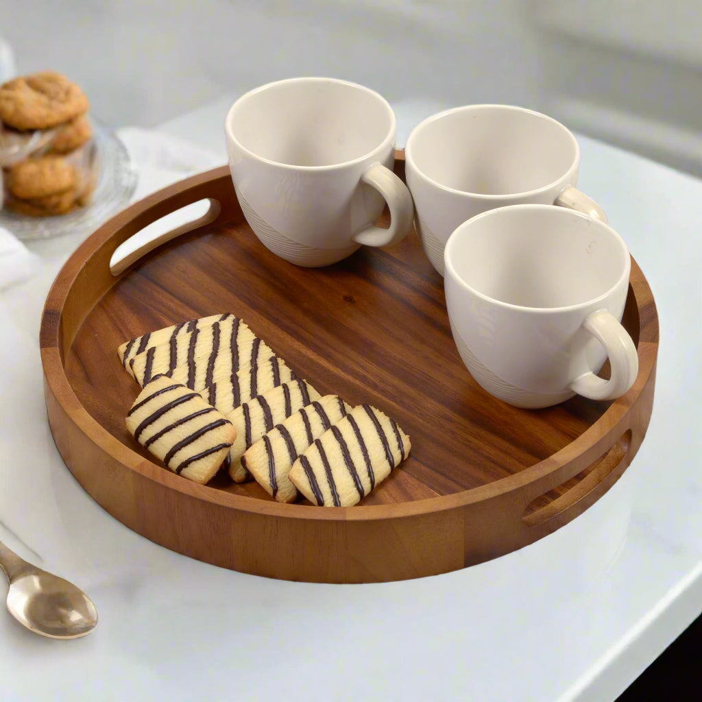 Round Serving Trays - Solid Bottom